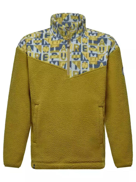 Eagle Anniversary Χειμερινή Γυναικεία Fleece Μπλούζα με Φερμουάρ Κίτρινη