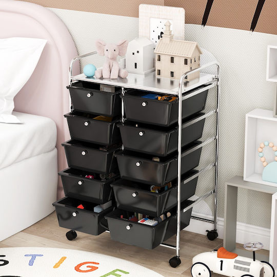 Costway Metal Kitchen Trolley Black