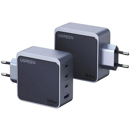Ugreen Φορτιστής Χωρίς Καλώδιο GaN με Θύρα USB-A και 3 Θύρες USB-C 140W Power Delivery Γκρι (X570)