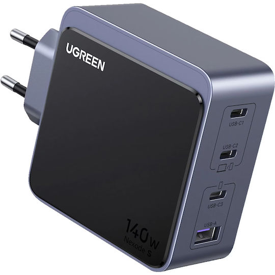 Ugreen Φορτιστής Χωρίς Καλώδιο GaN με Θύρα USB-A και 3 Θύρες USB-C 140W Power Delivery Γκρι (X570)