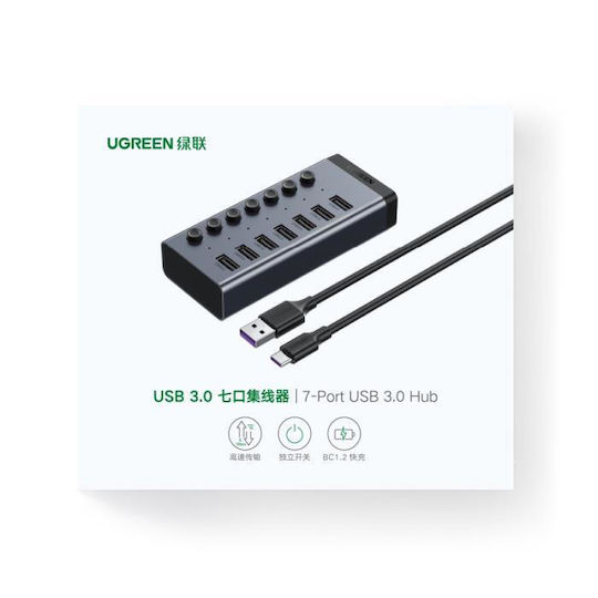 Ugreen Charging Stand with 7 USB-A Ports and Cable USB-C Power Delivery in Gray color (CM481)