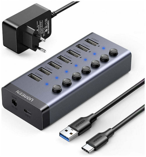 Ugreen Charging Stand with 7 USB-A Ports and Cable USB-C Power Delivery in Gray color (CM481)