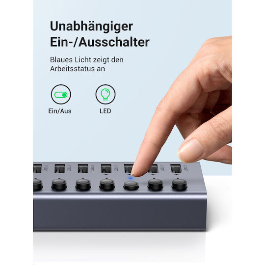 Ugreen Charging Stand with 7 USB-A Ports and Cable USB-C Power Delivery in Gray color (CM481)