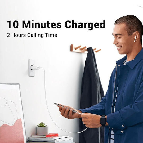 Ugreen Φορτιστής Χωρίς Καλώδιο με Θύρα USB-C 20W Power Delivery Λευκός (CD137)
