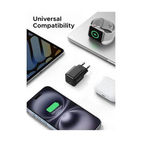 Ugreen Charger Without Cable GaN with USB-C Port 20W Power Delivery Blacks (X512)