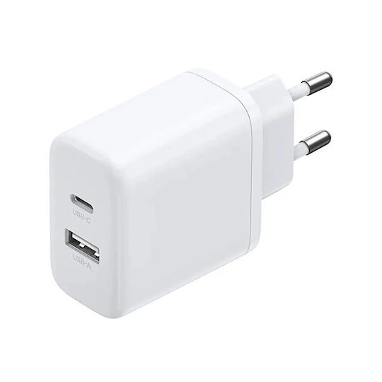Ugreen Charger Without Cable with USB-A Port and USB-C Port 20W Quick Charge 4.0 Whites (X227)