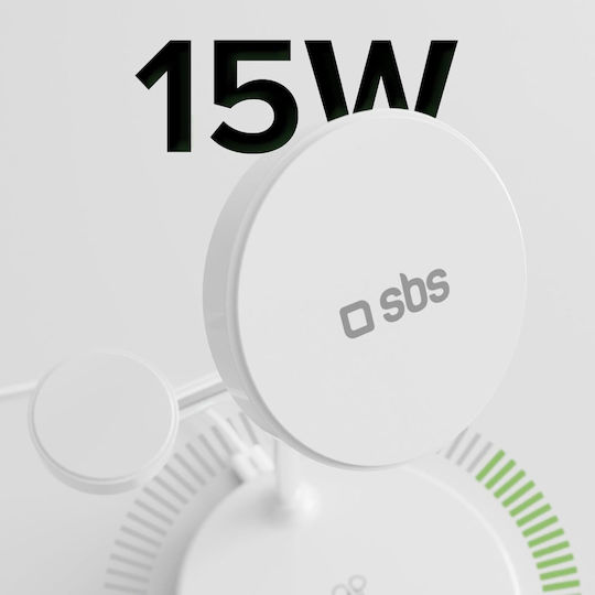 SBS Încărcător Wireless Qi2 15W Albς (WIR3IN1QI2MFI)