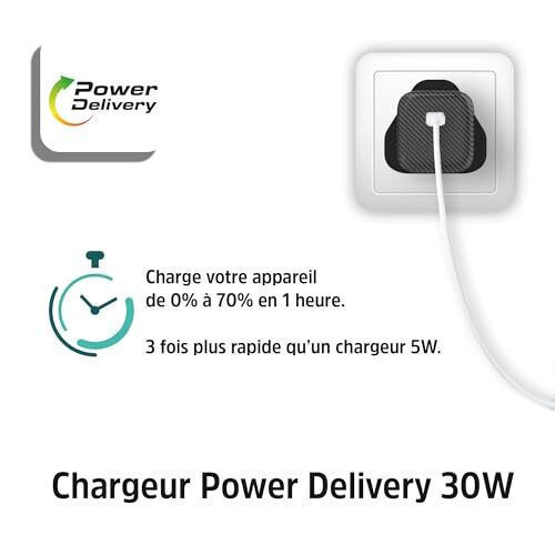 Energizer Φορτιστής Χωρίς Καλώδιο με Θύρα USB-C 30W Power Delivery Μαύρος (46314 UK)