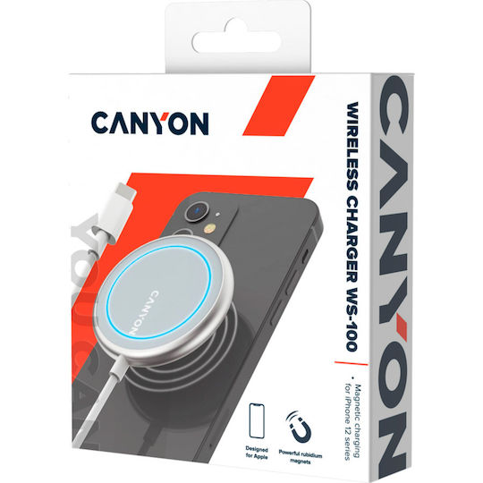 Canyon Φορτιστής Magsafe 15W Ασημί (CNS-WCS100)