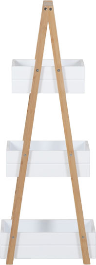 Pakketo Tercy Raft de Baie de Podea din Lemn 30x18x80cm Alb