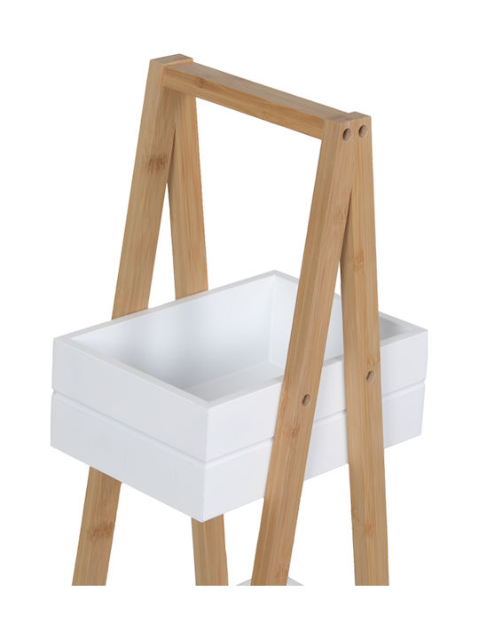 Pakketo Tercy Επιδαπέδια Ραφιέρα Μπάνιου Ξύλινη 30x18x80cm Λευκή