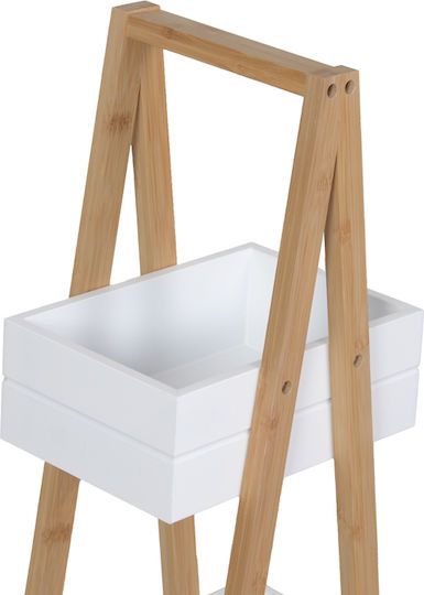 Pakketo Tercy Raft de Baie de Podea din Lemn 30x18x80cm Alb