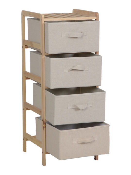 Pakketo Wolen Επιδαπέδια Ραφιέρα Μπάνιου Ξύλινη 34.5x36.5x86cm Μπεζ