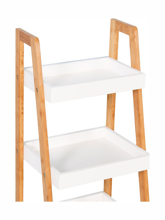 Pakketo Leby Floor Bathroom Shelf Wooden 35x34x98cm White