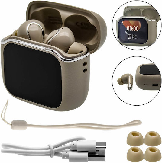 Andowl Ai4 Bass In-ear Bluetooth Handsfree Ακουστικά με Θήκη Φόρτισης Μπεζ