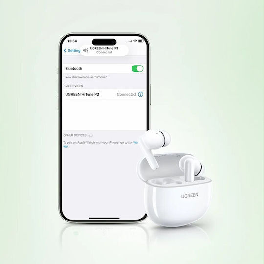 Ugreen P3 In-ear Bluetooth Handsfree Ακουστικά με Θήκη Φόρτισης Λευκά