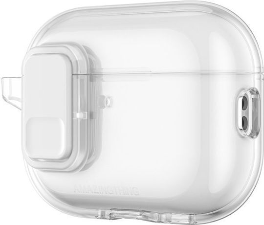 AmazingThing Minimal Click Case Silicone with Hook in Transparent color for Apple AirPods Pro 3
