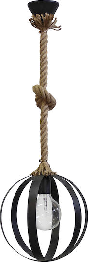 Heronia Lustră Suspendată Negru 25x75cm.