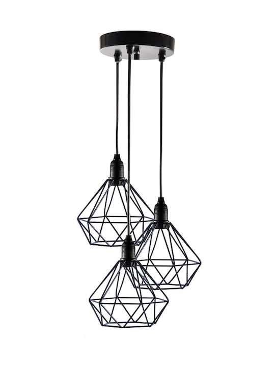 Powertech Pendant Light Black Grid with Socket E27 20x20cm