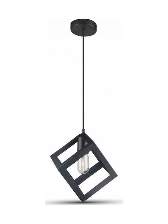 V-TAC Cube Pendant Light Black Grid with Socket E27 22.5x22.5x22.5cm