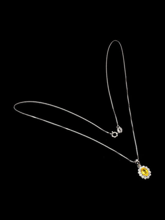 Necklace Cubic Zirconia Silver Yellow Natural Sapphire 925 Necklace Cubic Zirconia Silver Yellow Natural Sapphire 925