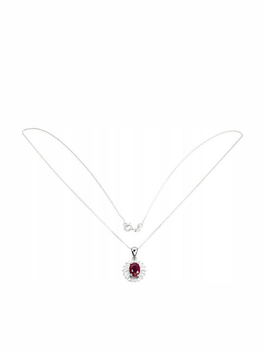 Zarte Silber Halskette Natürlicher Rubin Cubic Zirkon Zarte Silber Halskette Natürlicher Rubin Cubic Zirkon