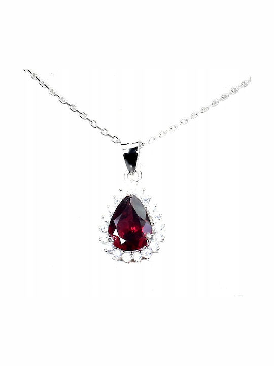 Delicate Natural Garnet Necklace 925 Zirconia Delicate Natural Garnet Necklace 925 Zirconia