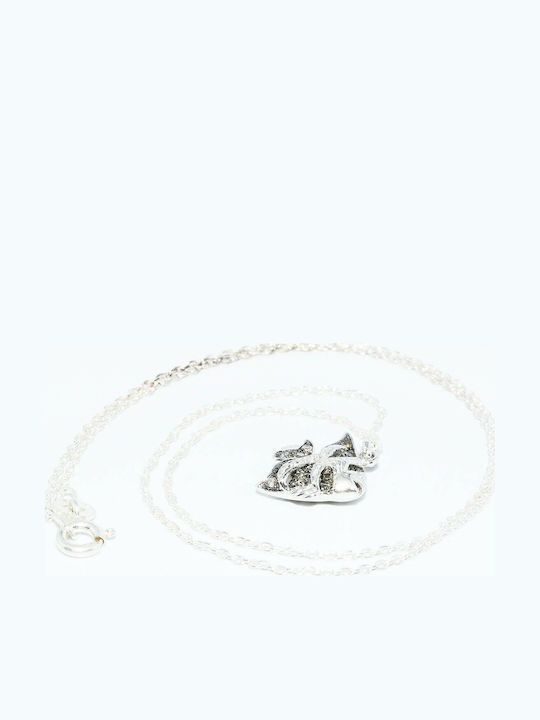 Silver Necklace 0.10ct Natural Diamonds Fish Silver Necklace 0.10ct Natural Diamonds Fish