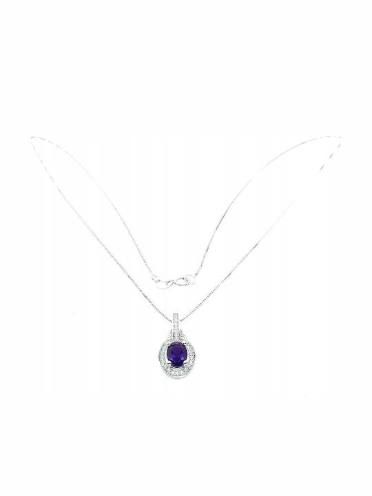 Natural Amethyst Zircon Silver Beautiful Necklace