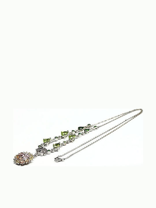 Colier Argint Olivine Safire Diopside