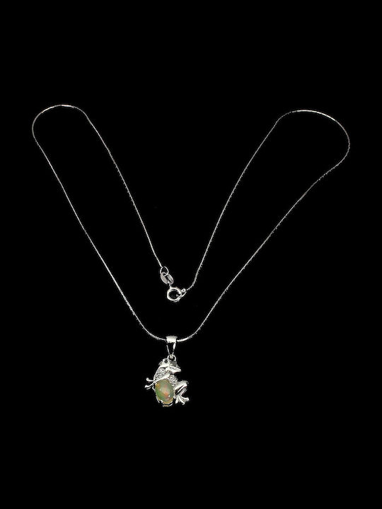 Frog Necklace Silver Natural Topaz Fire Opal Frog Necklace Silver Natural Topaz Fire Opal