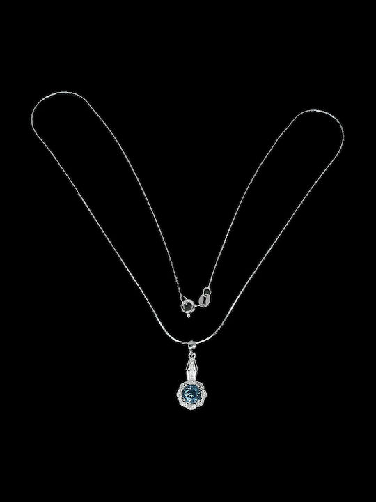 925 Silver Necklace London Blue Topaz Cubic Zirconia13