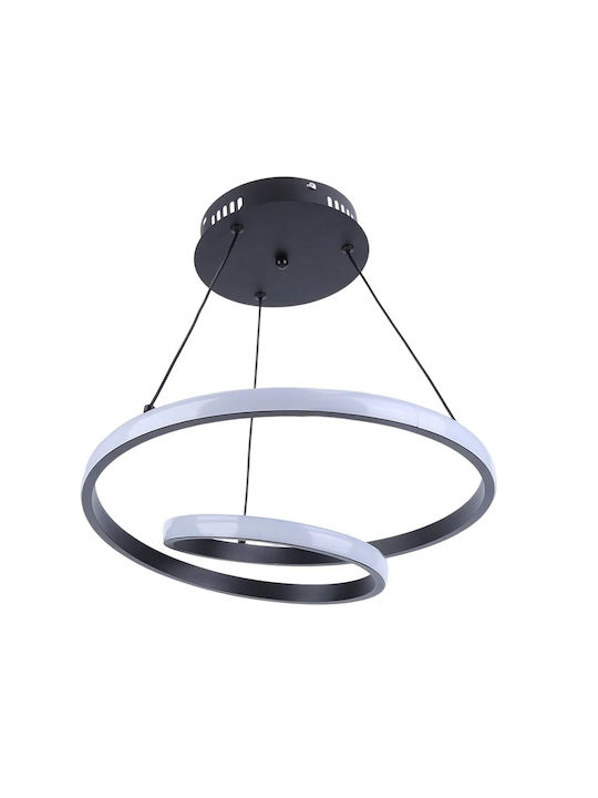 Powertech Κρεμαστό Φωτιστικό Μαύρο LED με Φυσικό Λευκό Φως 40εκ.