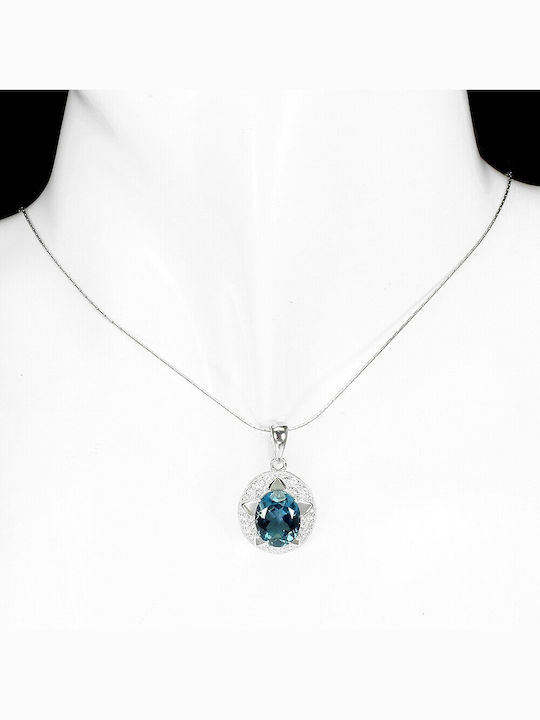 925 Silver Necklace London Blue Topaz Zircon 8
