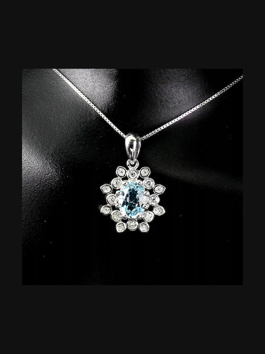 925 Silver Necklace Natural Topaz Sky Zirconia