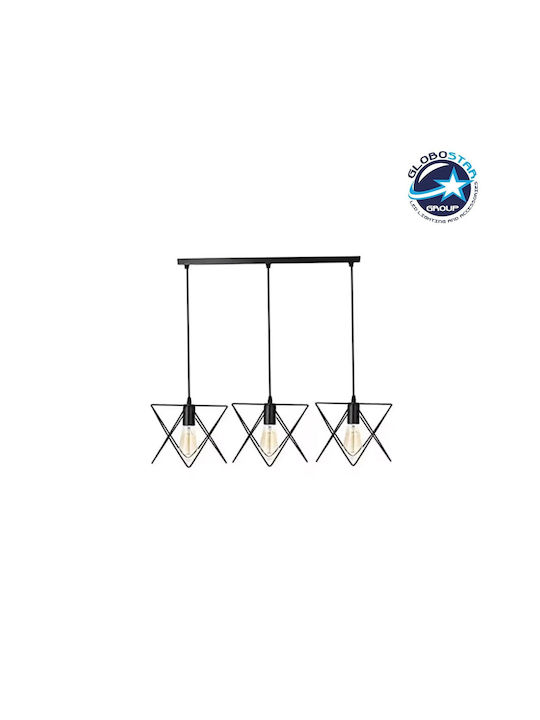 GloboStar Glind Pendant Light Black Rail with Socket E27 55x25x70cm