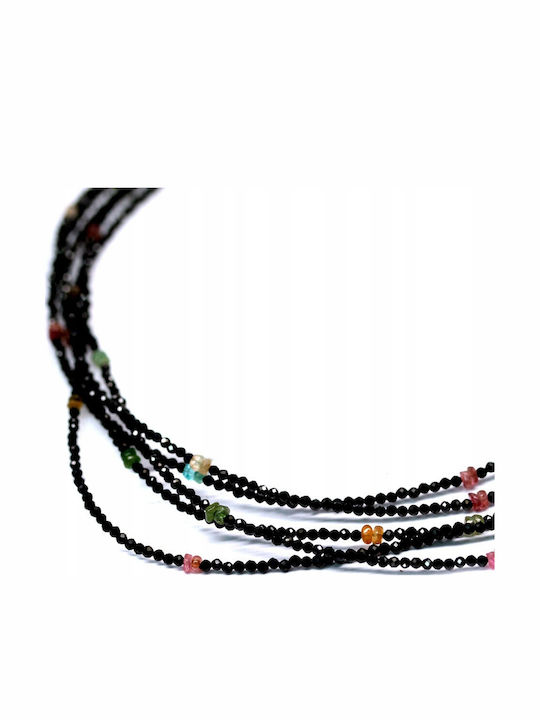 Silver Necklace Black Spinels Tourmalines 925 Silver Necklace Black Spinels Tourmalines 925