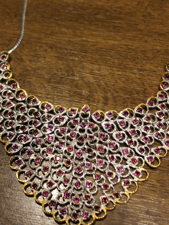 Silver Necklace Natural Rhodolites