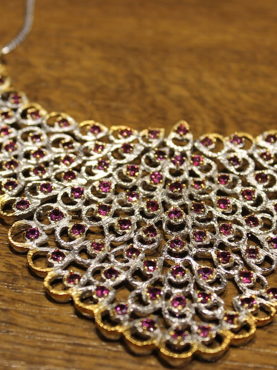 Silver Necklace Natural Rhodolites
