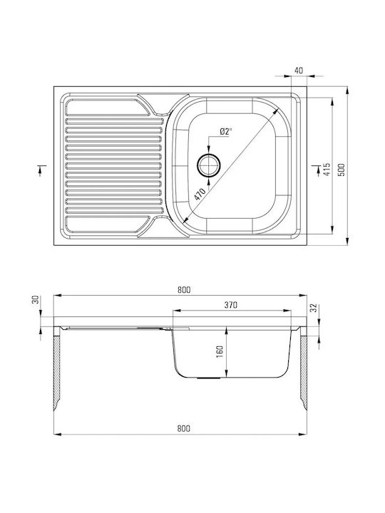 Deante Ένθετος Νεροχύτης Inox Σατινέ Μ80xΠ50cm Γκρι