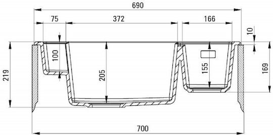 Deante Chiuvetă De Bucătărie Drop-In Din Granit Lichid M69xL50cm Gri