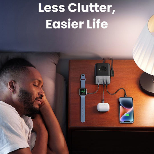 Ugreen Πολύπριζο 3 Θέσεων με 2 USB-A, 2 USB-C και Καλώδιο 1.8m