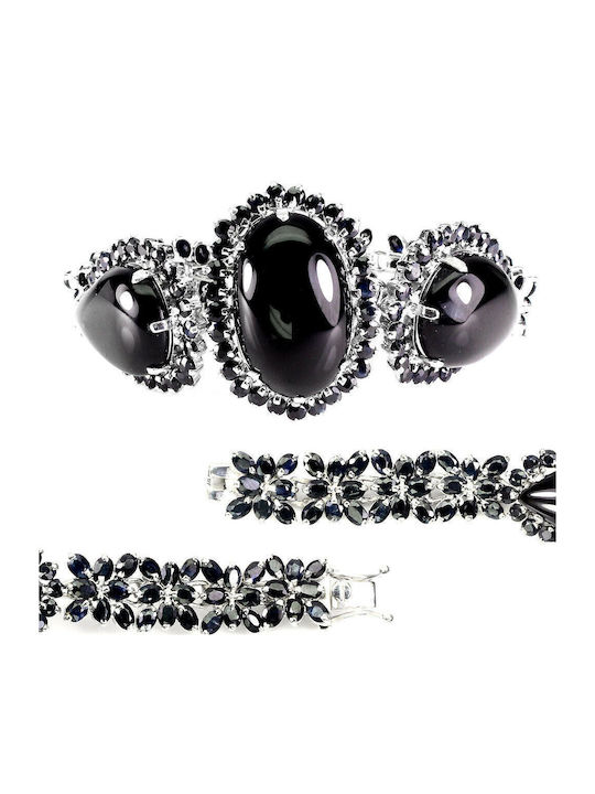 Silver Bracelet Sapphires Jet Certificate