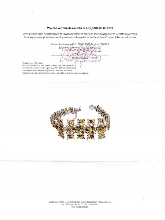 Silver Bracelet Natural Sapphires Certificate 1