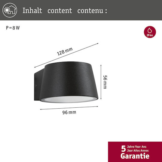 Paulmann Wandmontierte Außen-Deckenleuchte LED IP44 5W