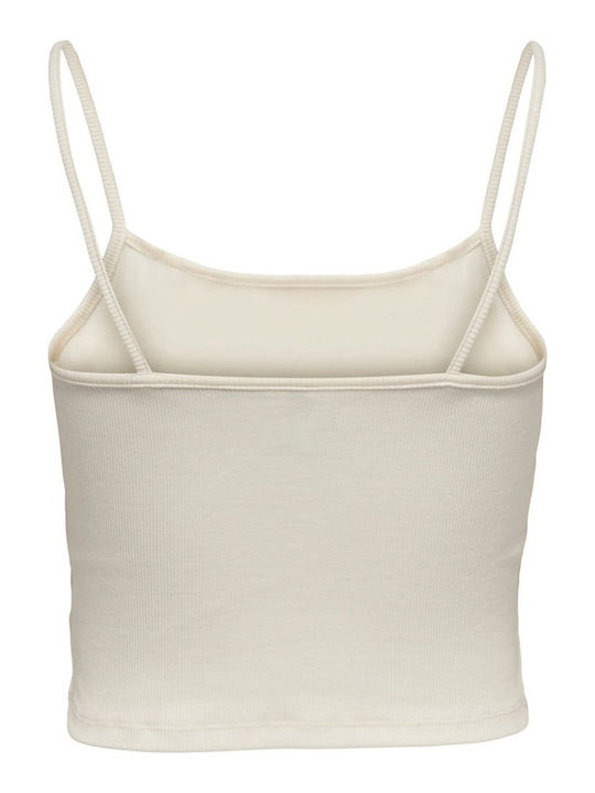 Life Γυναικείο Καλοκαιρινό Crop Top Βαμβακερό με Τιράντες Λευκό
