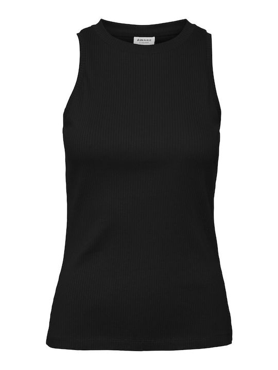 Damen Sommer Bluse Baumwolle Ärmellos Schwarz