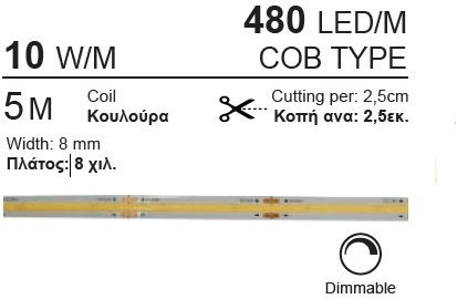 Lucas Αδιάβροχη Ταινία LED 1m Τύπου COB