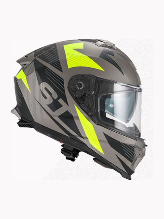 Faseed 865 Titanium/Fluo Yellow Κράνος Μηχανής Full Face ECE 22.06 με Sunvisor