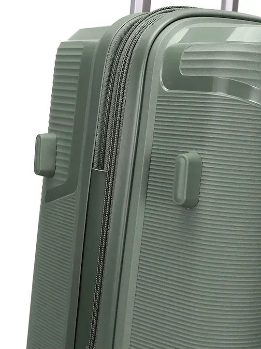 Amber Mittlerer Hartschrank Koffer in Olivgrün mit 4 Rädern Höhe 65cm